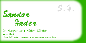sandor hader business card