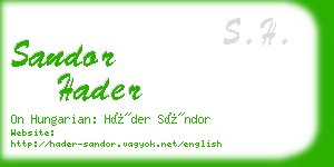 sandor hader business card